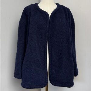 J.Crew Boiled Wool Wrap Jacket – Women’s Size Large – Navy Blue